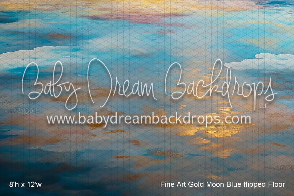 Fine Art Gold Moon Blue flipped Fabric Floor (AZ)