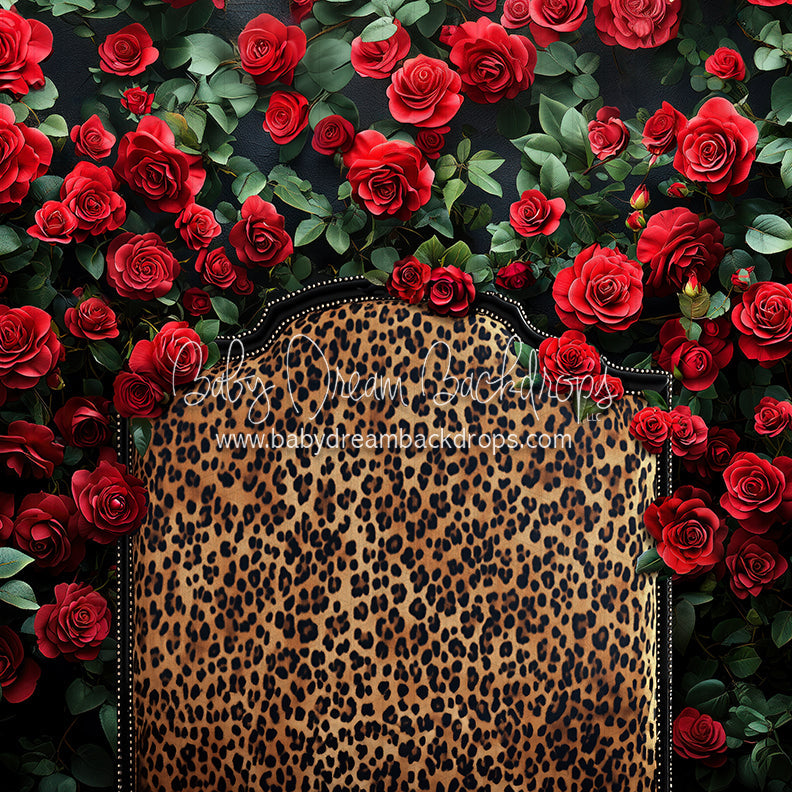 X Drop Everbloom Leopard Rose Queen Headboard (CC)
