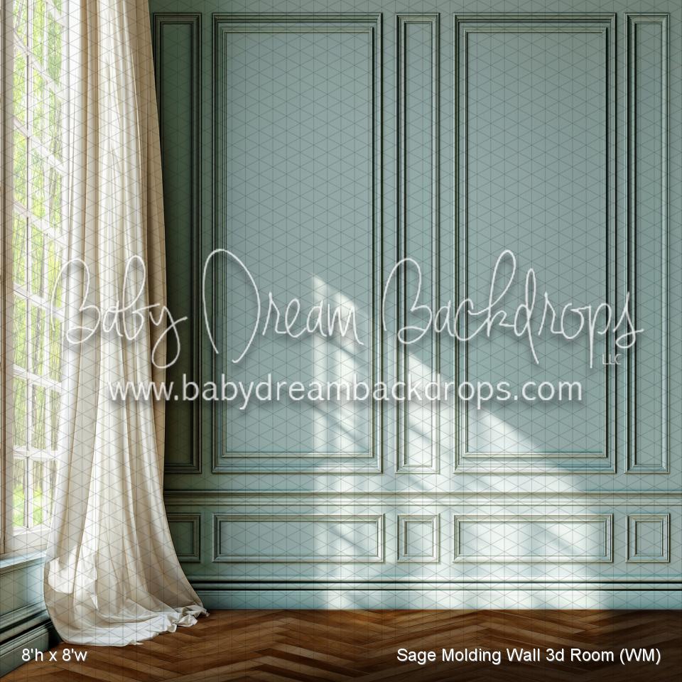 X Drop Sage Molding Wall 3d Room (WM)